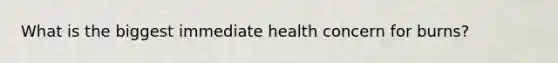 What is the biggest immediate health concern for burns?