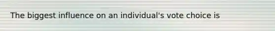 The biggest influence on an individual's vote choice is