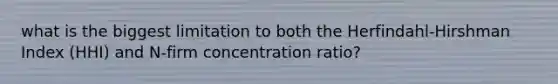 what is the biggest limitation to both the Herfindahl-Hirshman Index (HHI) and N-firm concentration ratio?