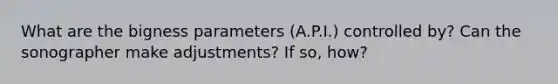 What are the bigness parameters (A.P.I.) controlled by? Can the sonographer make adjustments? If so, how?