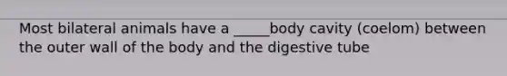 Most bilateral animals have a _____body cavity (coelom) between the outer wall of the body and the digestive tube