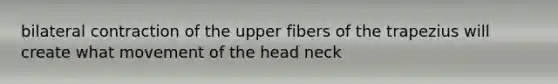 bilateral contraction of the upper fibers of the trapezius will create what movement of the head neck