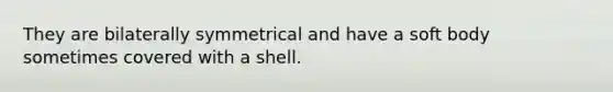 They are bilaterally symmetrical and have a soft body sometimes covered with a shell.