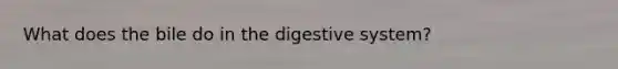 What does the bile do in the digestive system?