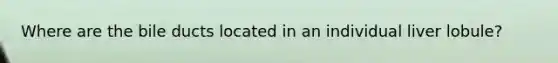 Where are the bile ducts located in an individual liver lobule?