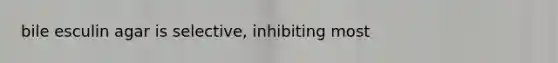 bile esculin agar is selective, inhibiting most