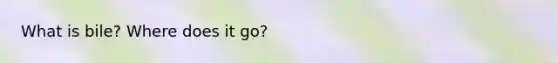 What is bile? Where does it go?