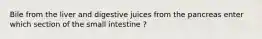 Bile from the liver and digestive juices from the pancreas enter which section of the small intestine ?