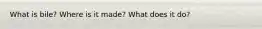 What is bile? Where is it made? What does it do?