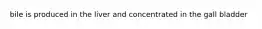 bile is produced in the liver and concentrated in the gall bladder