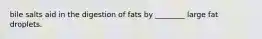 bile salts aid in the digestion of fats by ________ large fat droplets.