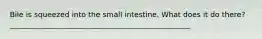 Bile is squeezed into the small intestine. What does it do there? _________________________________________________