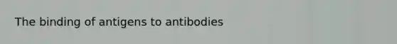 The binding of antigens to antibodies