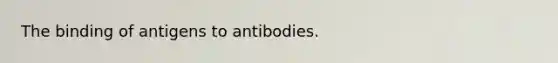 The binding of antigens to antibodies.