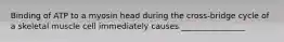 Binding of ATP to a myosin head during the cross-bridge cycle of a skeletal muscle cell immediately causes ________________