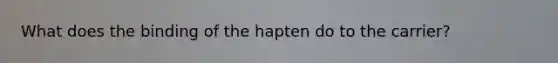 What does the binding of the hapten do to the carrier?