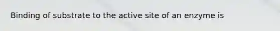 Binding of substrate to the active site of an enzyme is