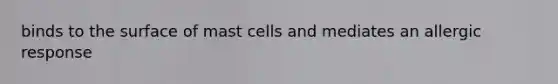 binds to the surface of mast cells and mediates an allergic response