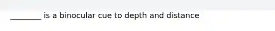 ________ is a binocular cue to depth and distance