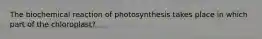 The biochemical reaction of photosynthesis takes place in which part of the chloroplast?