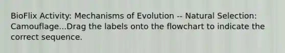 BioFlix Activity: Mechanisms of Evolution -- Natural Selection: Camouflage...Drag the labels onto the flowchart to indicate the correct sequence.