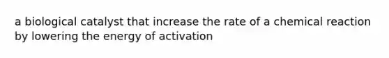 a biological catalyst that increase the rate of a chemical reaction by lowering the energy of activation