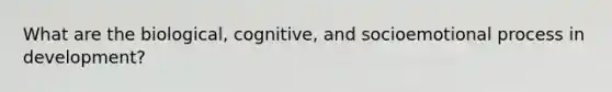 What are the biological, cognitive, and socioemotional process in development?