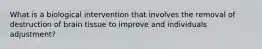 What is a biological intervention that involves the removal of destruction of brain tissue to improve and individuals adjustment?