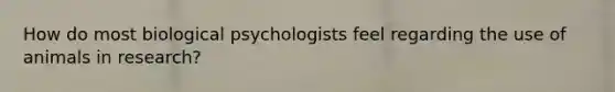 How do most biological psychologists feel regarding the use of animals in research?