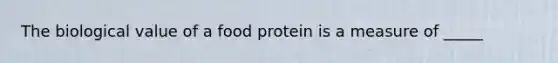 The biological value of a food protein is a measure of _____