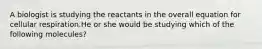 A biologist is studying the reactants in the overall equation for cellular respiration.He or she would be studying which of the following molecules?