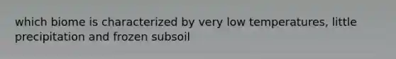 which biome is characterized by very low temperatures, little precipitation and frozen subsoil