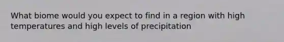 What biome would you expect to find in a region with high temperatures and high levels of precipitation