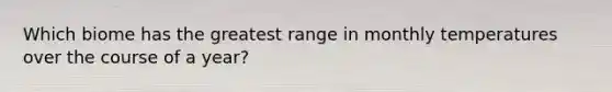 Which biome has the greatest range in monthly temperatures over the course of a year?