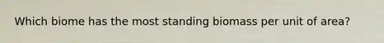Which biome has the most standing biomass per unit of area?