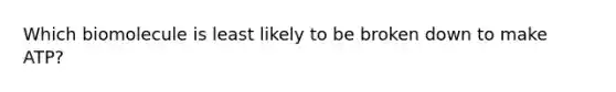 Which biomolecule is least likely to be broken down to make ATP?