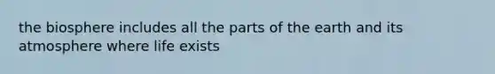 the biosphere includes all the parts of the earth and its atmosphere where life exists