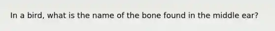 In a bird, what is the name of the bone found in the middle ear?