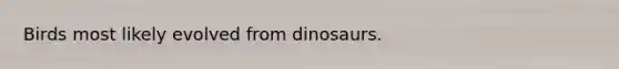 Birds most likely evolved from dinosaurs.