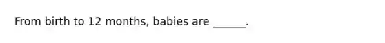 From birth to 12 months, babies are ______.