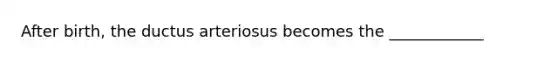 After birth, the ductus arteriosus becomes the ____________