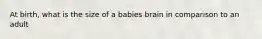 At birth, what is the size of a babies brain in comparison to an adult