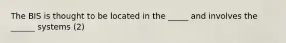 The BIS is thought to be located in the _____ and involves the ______ systems (2)