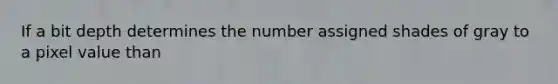 If a bit depth determines the number assigned shades of gray to a pixel value than