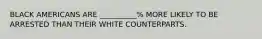 BLACK AMERICANS ARE __________% MORE LIKELY TO BE ARRESTED THAN THEIR WHITE COUNTERPARTS.