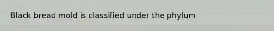 Black bread mold is classified under the phylum