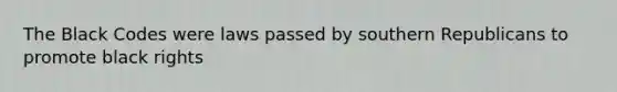 The Black Codes were laws passed by southern Republicans to promote black rights