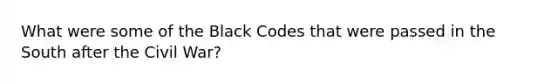 What were some of the Black Codes that were passed in the South after the Civil War?