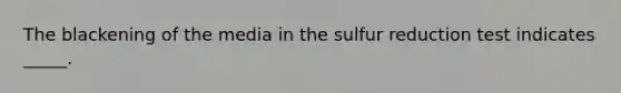 The blackening of the media in the sulfur reduction test indicates _____.