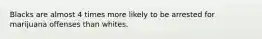 Blacks are almost 4 times more likely to be arrested for marijuana offenses than whites.